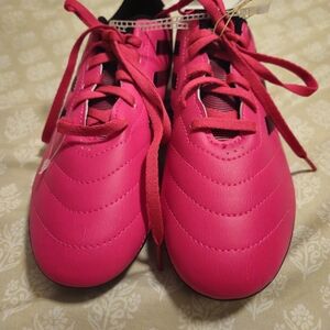 New Adidas Kids Goletto VIII FG J in Pink and Black Cleats GW6163